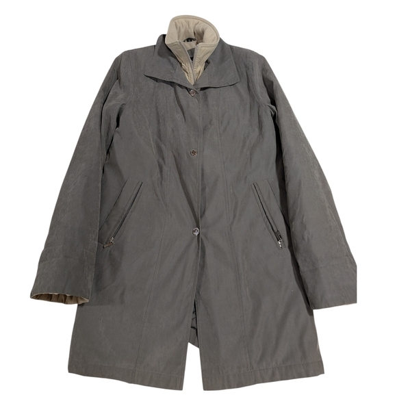 Alia Jackets & Blazers - Alia Quilted Women's Jacket Small Gray Fleece Lined Utility Coat Earth Tones